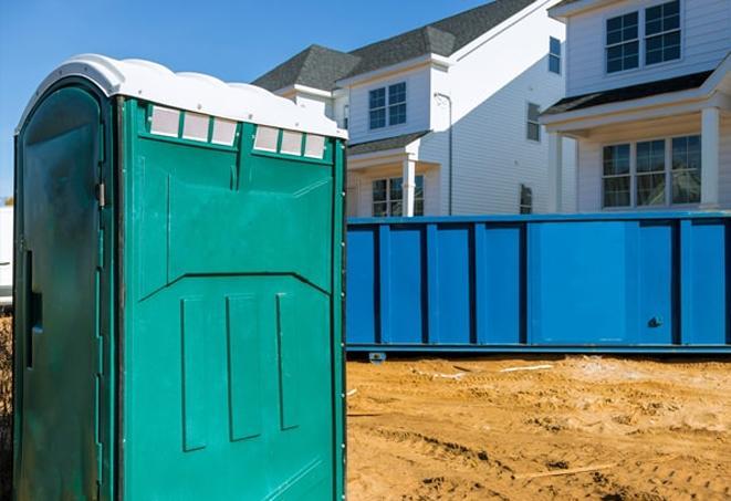 construction team convenience provided by porta potties on site